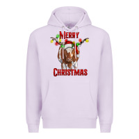 Lilac Merry Christmas Longhorn Cow Premium Hoodie - RanaPortraitStore