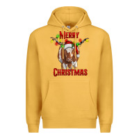 Mustard Merry Christmas Longhorn Cow Premium Hoodie - RanaPortraitStore