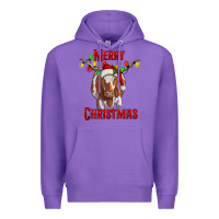 Purple Merry Christmas Longhorn Cow Premium Hoodie - RanaPortraitStore