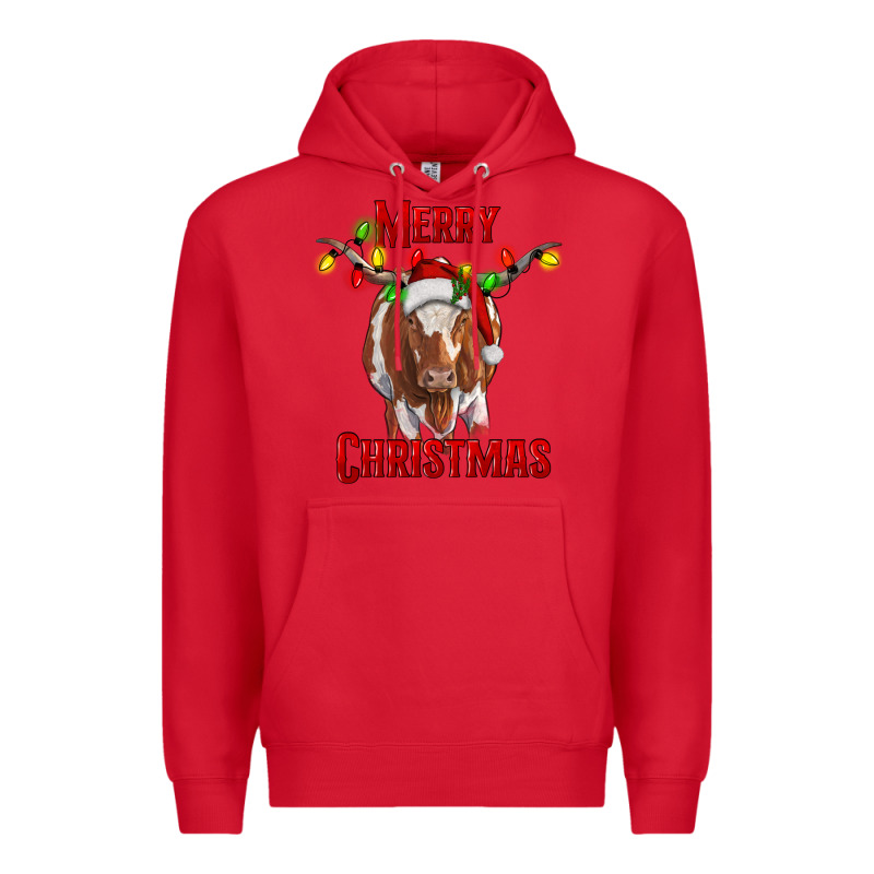Merry Christmas Longhorn Cow Premium Hoodie by RanaPortraitStore | Teevron