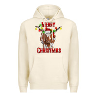 Tofu Merry Christmas Longhorn Cow Premium Hoodie - RanaPortraitStore