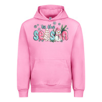 Fuchsia Pink tis the season snowman and christmas cake Urban Hoodie - MaliasSmallBusiness