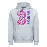 Heather Grey 3 rex pink dinosaur Urban Hoodie - MaliasSmallBusiness