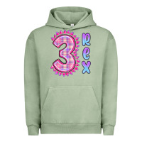Pigment Oil Green 3 rex pink dinosaur Urban Hoodie - MaliasSmallBusiness