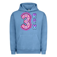 Pigment Pebble Blue 3 rex pink dinosaur Urban Hoodie - MaliasSmallBusiness