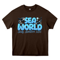 Chocolate Brown Sea World Family Adventure 2025 Heavy Core Tee - CowhideDigitalArt