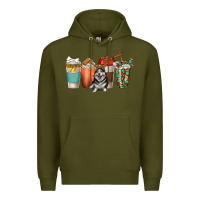 Army Green alaskan husky dog coffee cups Premium Hoodie - texasbilliewilder