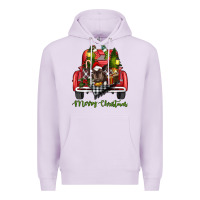 Lilac Merry Christmas Farm Truck With Baby Cow Premium Hoodie - RanaPortraitStore