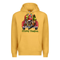 Mustard Merry Christmas Farm Truck With Baby Cow Premium Hoodie - RanaPortraitStore