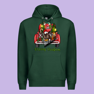 Premium Hoodie Merry Christmas Farm Truck With Baby Cow