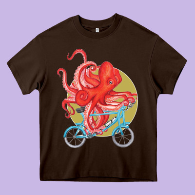 Cycling Octopus Heavy Core Tee Designed By Bettercallsaul