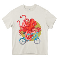 Cream Cycling octopus Heavy Core Tee - Bettercallsaul