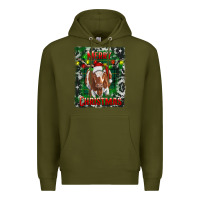 Army Green Western Merry Christmas Longhorn Cow Premium Hoodie - RanaPortraitStore