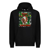 Black Western Merry Christmas Longhorn Cow Premium Hoodie - RanaPortraitStore