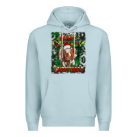 Blue Mist Western Merry Christmas Longhorn Cow Premium Hoodie - RanaPortraitStore