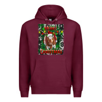 Burgundy Western Merry Christmas Longhorn Cow Premium Hoodie - RanaPortraitStore