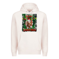 Pale Pink Western Merry Christmas Longhorn Cow Premium Hoodie - RanaPortraitStore
