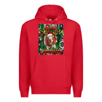 Red Western Merry Christmas Longhorn Cow Premium Hoodie - RanaPortraitStore