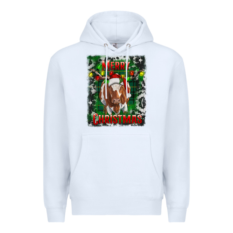 Western Merry Christmas Longhorn Cow Premium Hoodie by RanaPortraitStore | Teevron