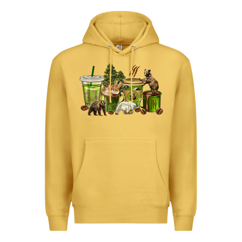Bear Coffee Cups Premium Hoodie by texasbilliewilder | Teevron