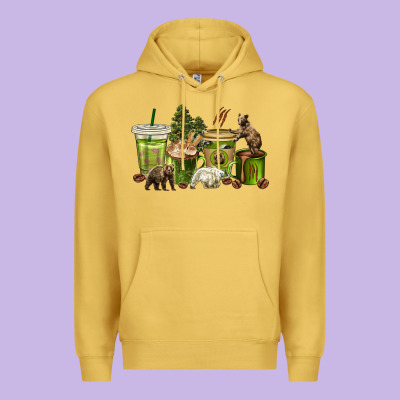 Premium Hoodie bear coffee cups