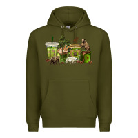 Army Green bear coffee cups Premium Hoodie - texasbilliewilder