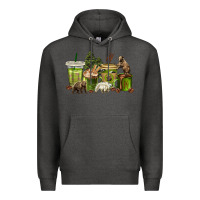 Charcoal Heather bear coffee cups Premium Hoodie - texasbilliewilder