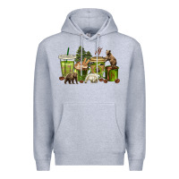 Heather Grey bear coffee cups Premium Hoodie - texasbilliewilder