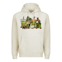 Oatmeal Heather bear coffee cups Premium Hoodie - texasbilliewilder