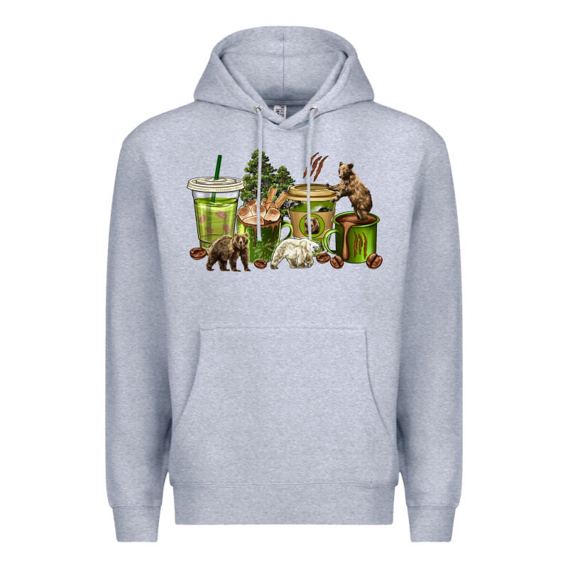 Bear Coffee Cups Premium Hoodie by texasbilliewilder | Teevron