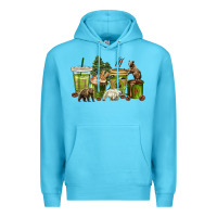 Ocean Blue bear coffee cups Premium Hoodie - texasbilliewilder