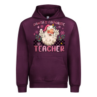 Mauve Wine santa's favorite teacher Urban Hoodie - MaliasSmallBusiness