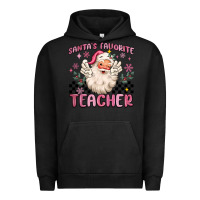 Pigment Black santa's favorite teacher Urban Hoodie - MaliasSmallBusiness