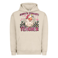 Pigment French Oak santa's favorite teacher Urban Hoodie - MaliasSmallBusiness