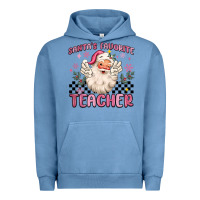 Pigment Pebble Blue santa's favorite teacher Urban Hoodie - MaliasSmallBusiness