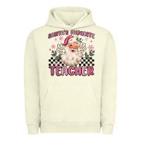 Pigment Pistachio santa's favorite teacher Urban Hoodie - MaliasSmallBusiness