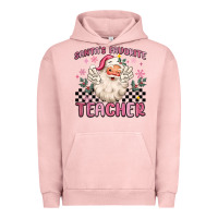 Pigment Salmon santa's favorite teacher Urban Hoodie - MaliasSmallBusiness