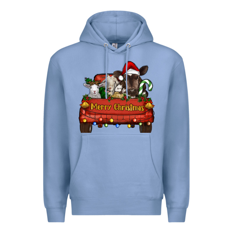 Merry Christmas Truck Farm Animals Premium Hoodie by RanaPortraitStore | Teevron