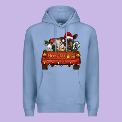 Premium Hoodie Merry Christmas Truck Farm Animals