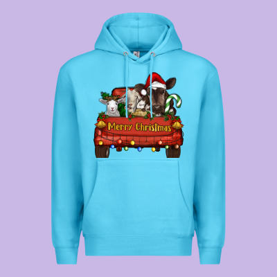 Premium Hoodie Merry Christmas Truck Farm Animals