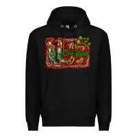 Black Merry Christmas Y'all Boots Premium Hoodie - RanaPortraitStore