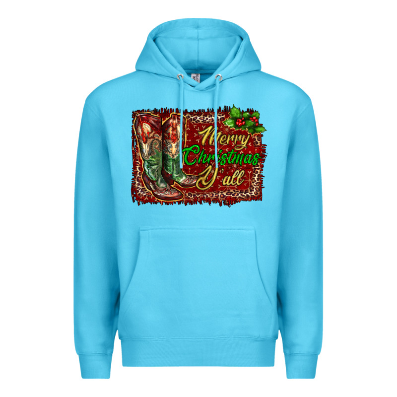 Merry Christmas Y'all Boots Premium Hoodie by RanaPortraitStore | Teevron