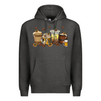 Charcoal Heather beer coffee cups Premium Hoodie - texasbilliewilder