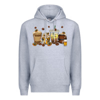 Heather Grey beer coffee cups Premium Hoodie - texasbilliewilder