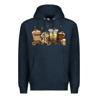 Navy beer coffee cups Premium Hoodie - texasbilliewilder