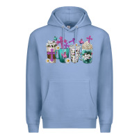 Colony Blue blessed coffee cups Premium Hoodie - texasbilliewilder