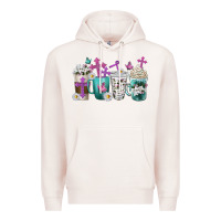 Pale Pink blessed coffee cups Premium Hoodie - texasbilliewilder