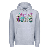 Heather Grey blessed coffee cups Premium Hoodie - texasbilliewilder