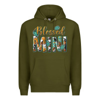 Army Green blessed mini with leopard and aztec Premium Hoodie - texasbilliewilder