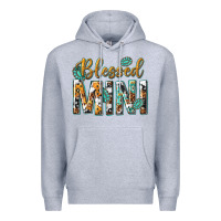 Heather Grey blessed mini with leopard and aztec Premium Hoodie - texasbilliewilder